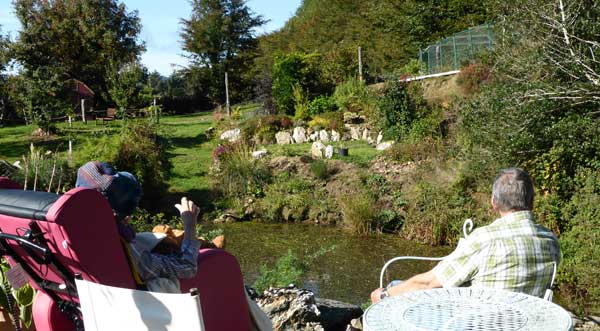 Mum with David by the pond